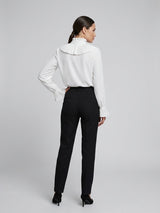 Pleated Ruffle Front Blouse - White (2)