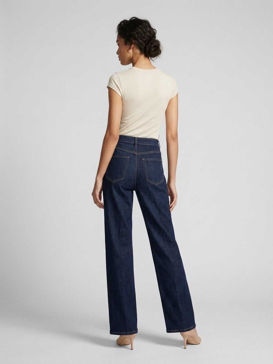 Sailor Button Wide-Leg Trousers - Dark Blue (2)