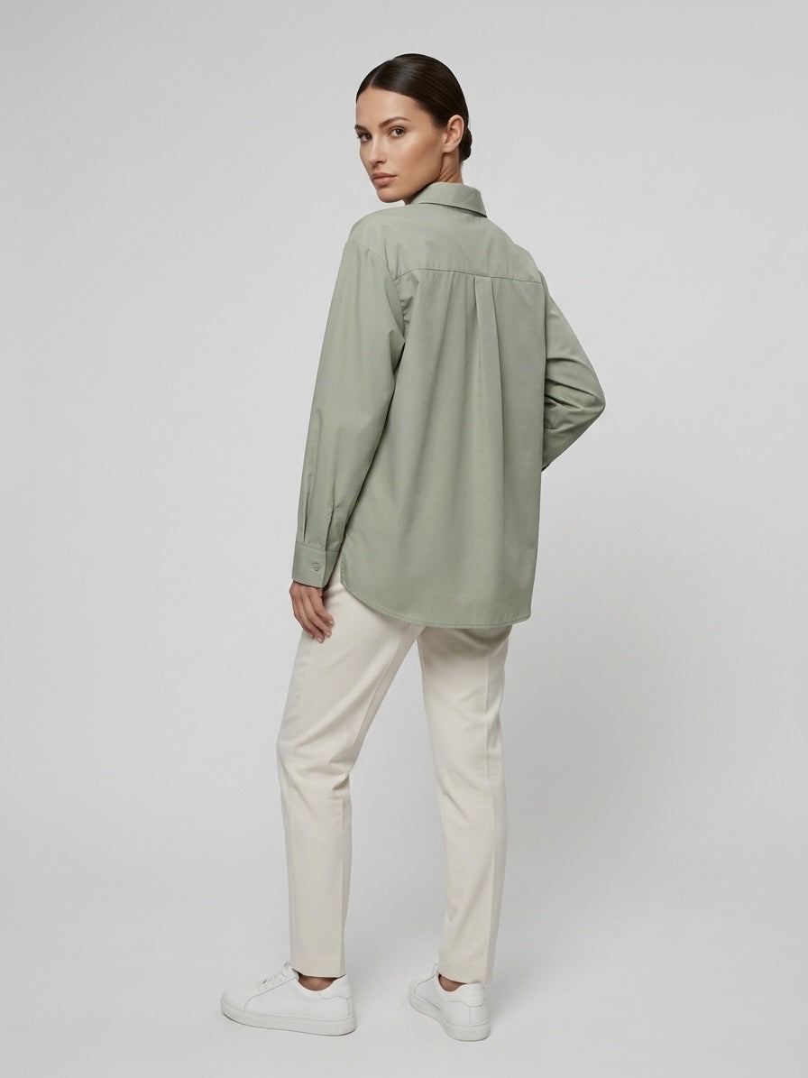 Cotton Button-Down Shirt - Khaki Green (2)