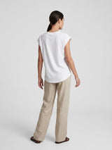 Embellished V-Neck Cotton T-Shirt - White (2)