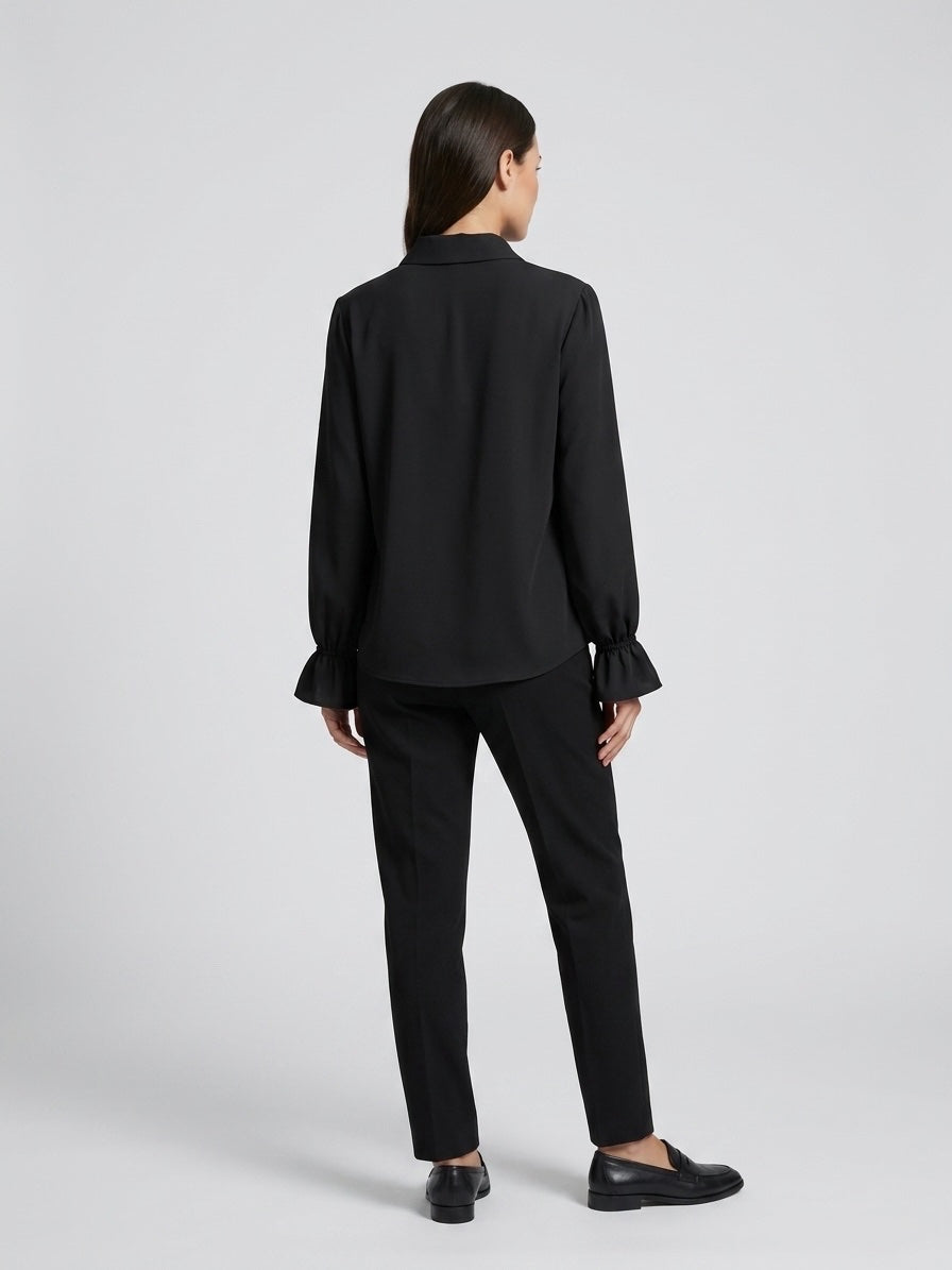 Ruffle Neck Blouse - Black (2)