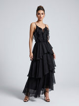 Tiered Ruffle Maxi Dress - Black