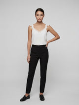 Lace Trim Ruffle Strap Camisole - White