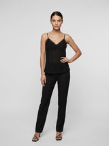 Lace Trim Camisole Top - Black