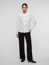 Pleated Ruffle Blouse - White