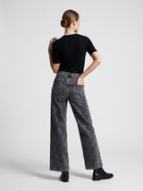 High Waisted Wide Leg Jeans - Charcoal (2)