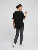 Embellished Graphic T-Shirt with Bow Details - Black (2)