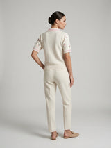 Embroidered Floral Knit Polo - Cornsilk (2)