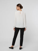 Chain Trim V-Neck Blouse - White (2)