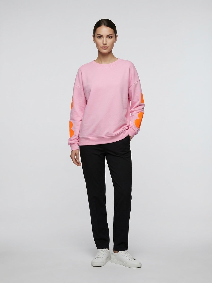 Relaxed Fit Crew Neck Sweatshirt - Baby Pink