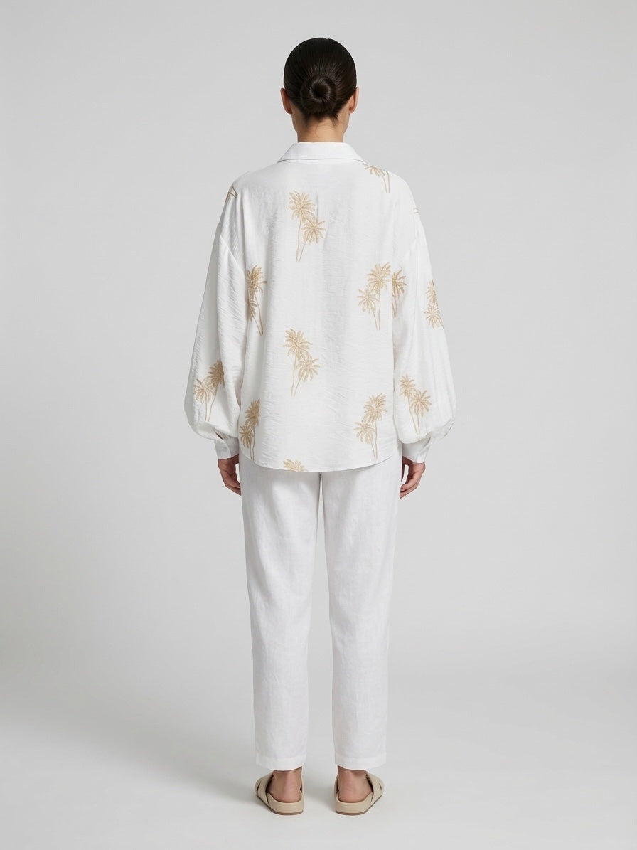Embroidered Palm Tree Shirt - White (2)