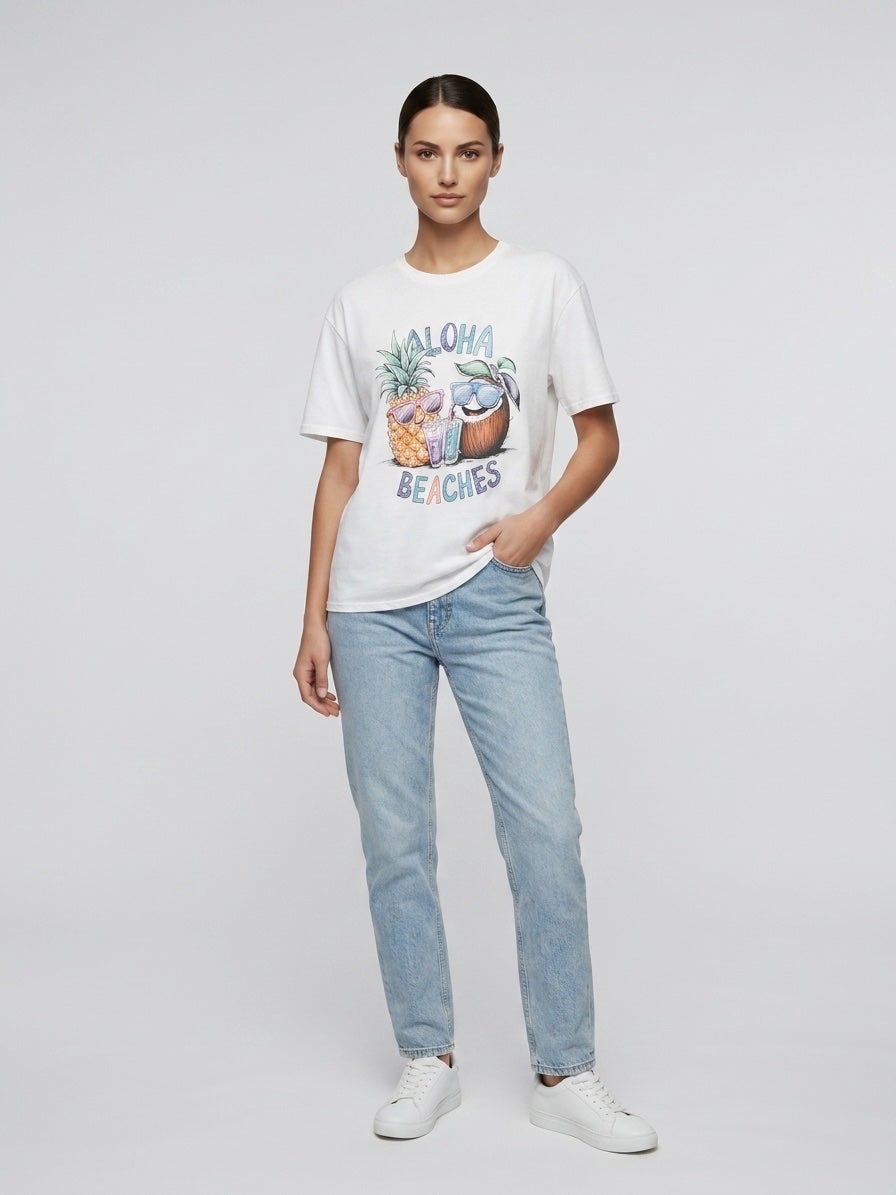 Aloha Beaches Graphic T-Shirt - White