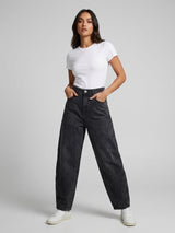 Relaxed Wide Leg Jeans - Dark Gray