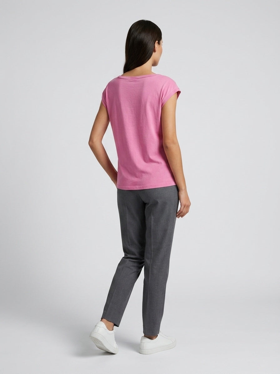 Peace Sign V-Neck T-Shirt - Pink (2)