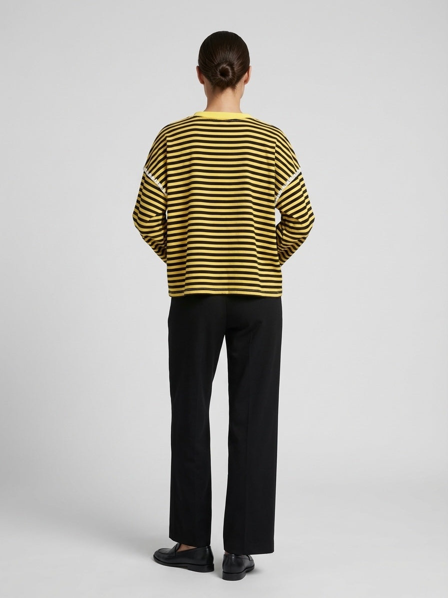 Striped Long Sleeve Top & Tailored Trousers - Canary (2)