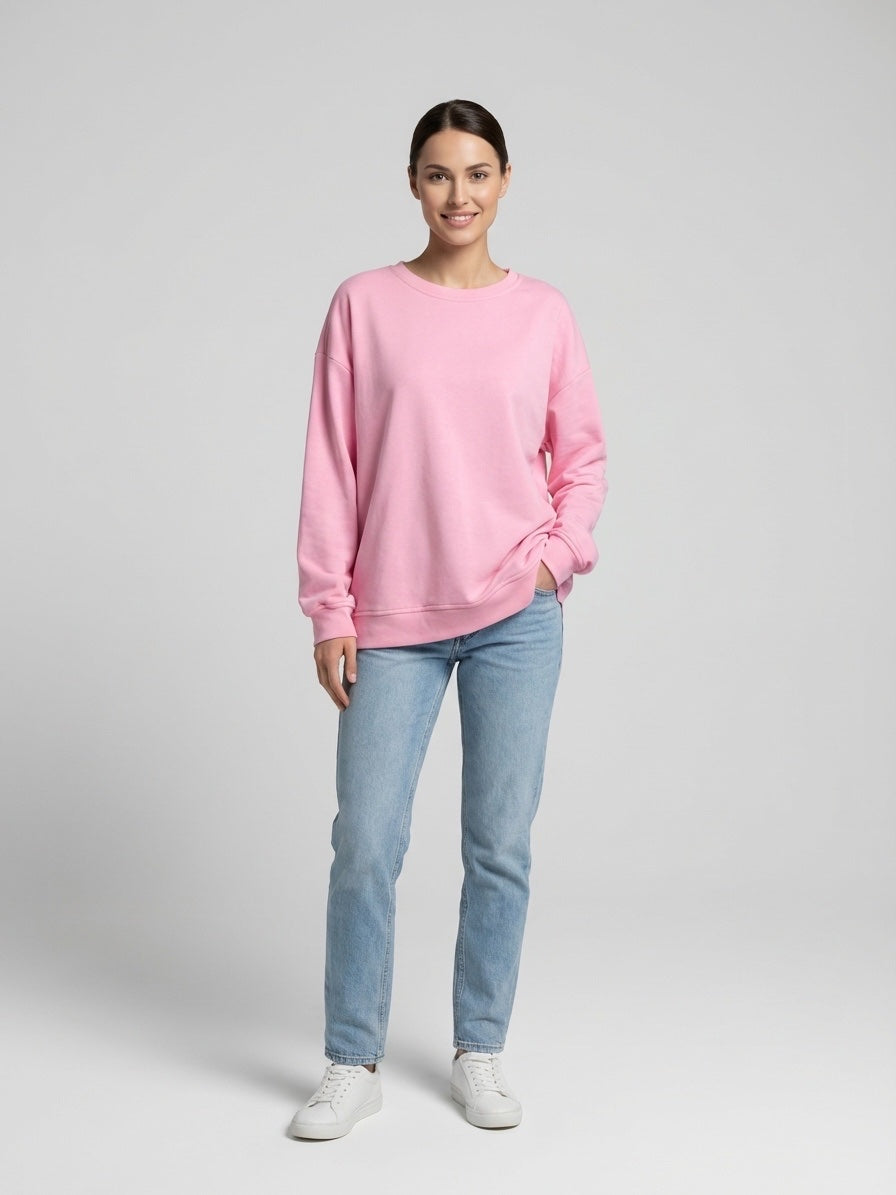 Relaxed Fit Crewneck Sweatshirt - Baby Pink