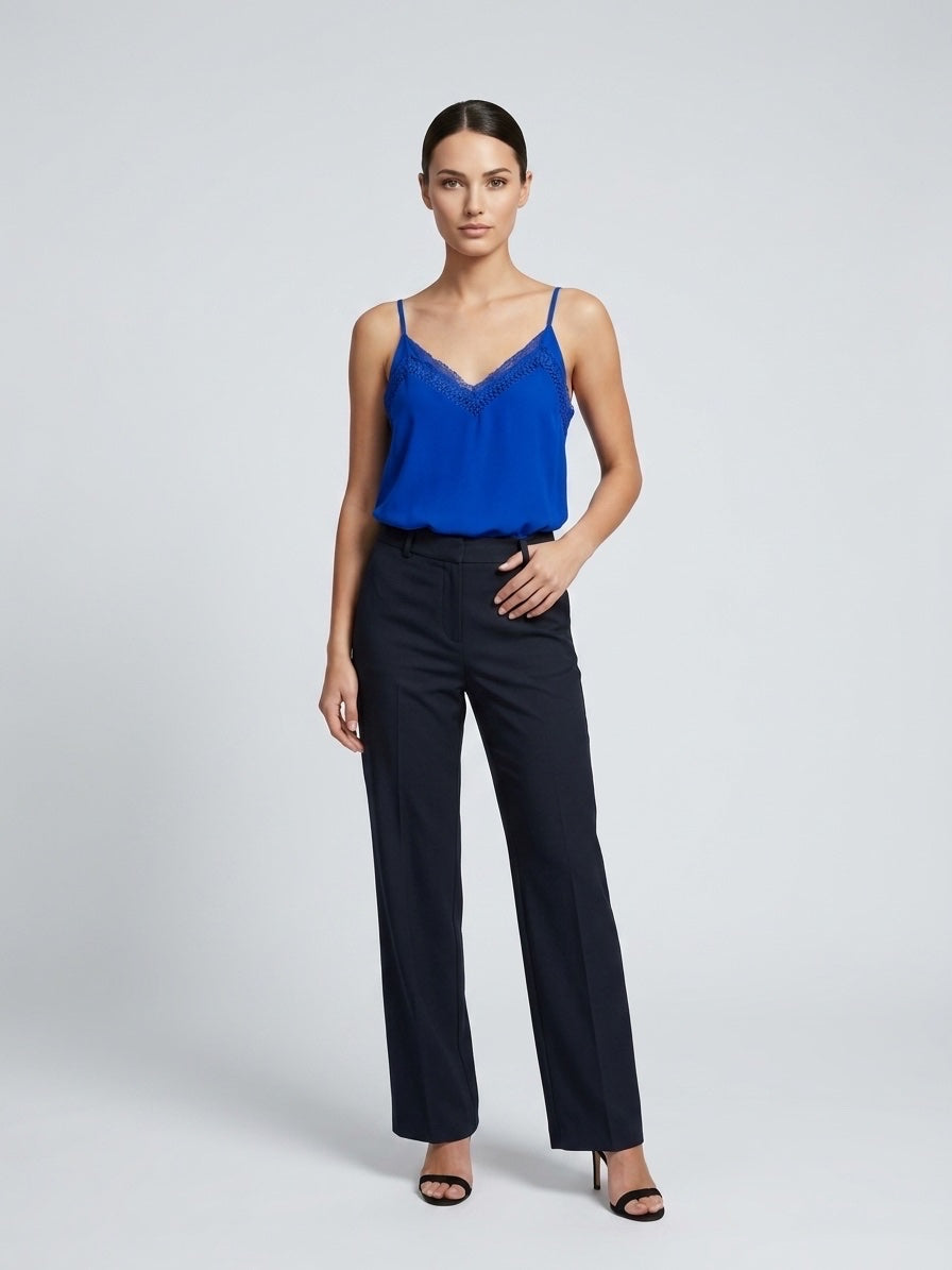 Lace Trim Camisole Top - Blue