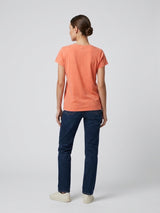 Graphic V-Neck Cotton Tee - Coral (2)