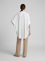 Oversized Linen Tunic Shirt - White (2)
