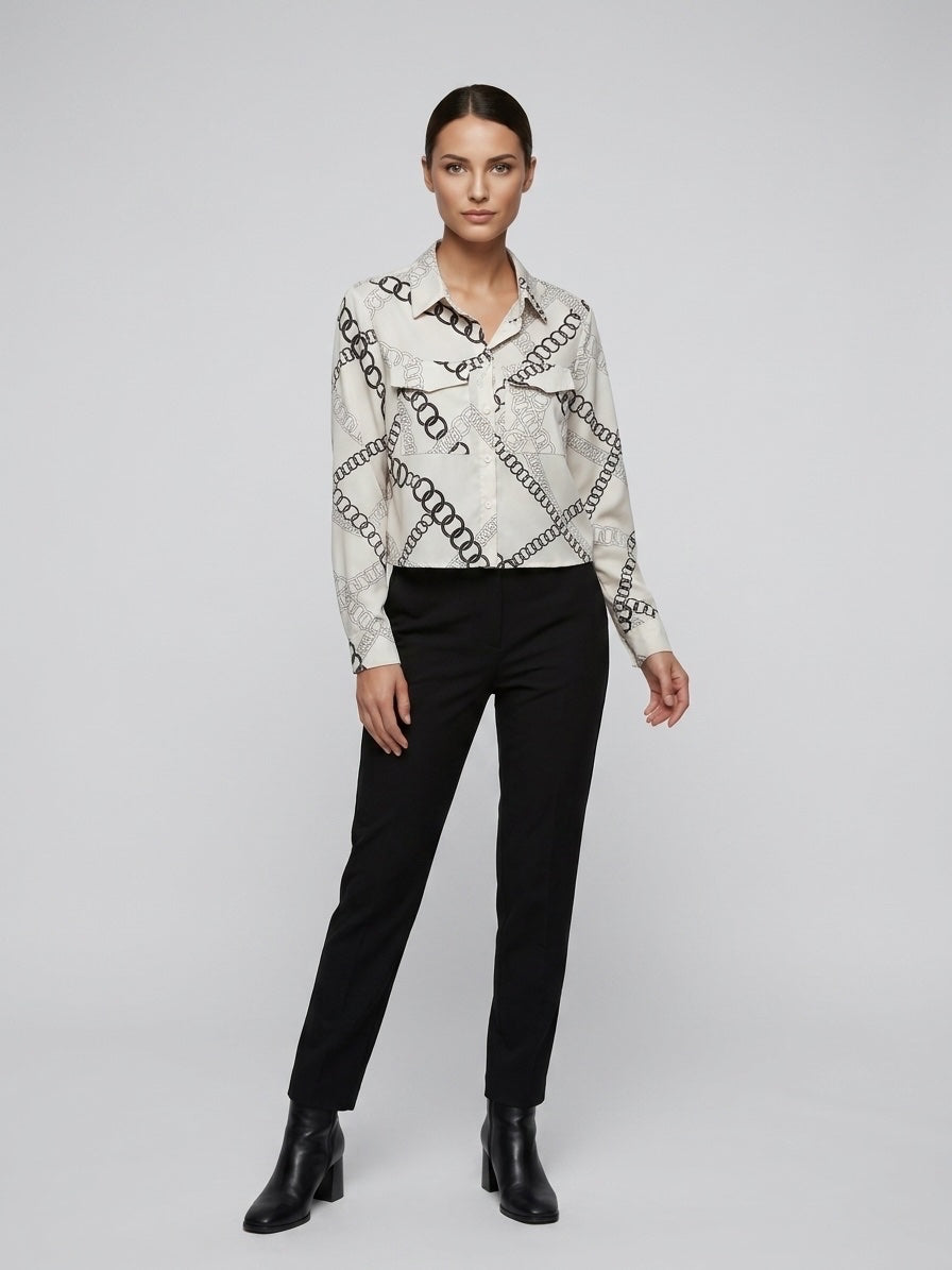 Chain Print Shirt - White