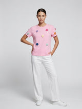 Embellished Floral T-Shirt - Baby Pink