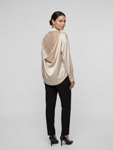 Relaxed Fit Satin Blouse - Beige (2)